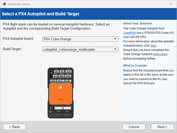 Select PX4 Autopilot board