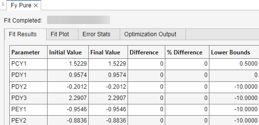 Tire Manager app fit results