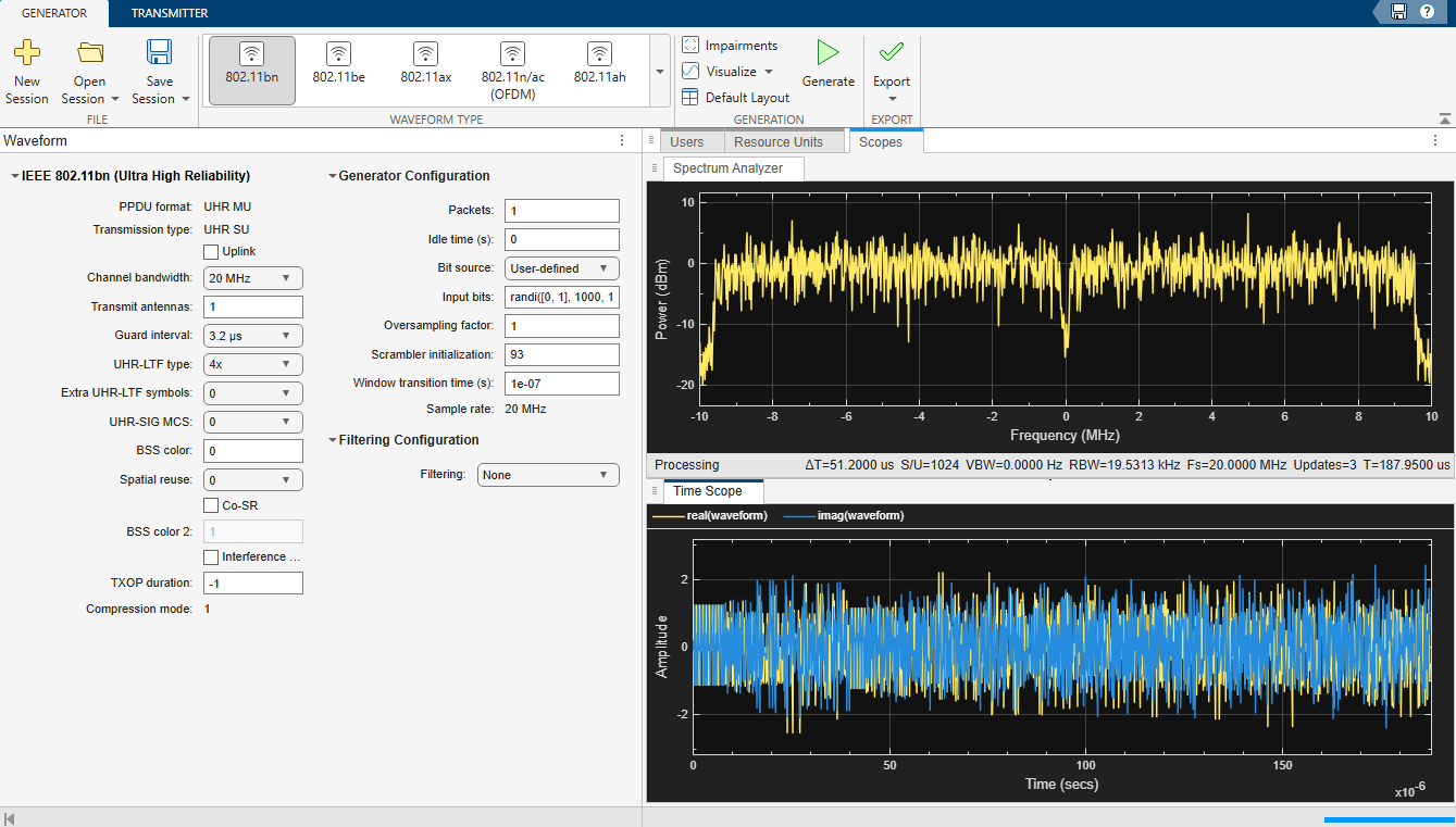 WLAN Waveform Generator app