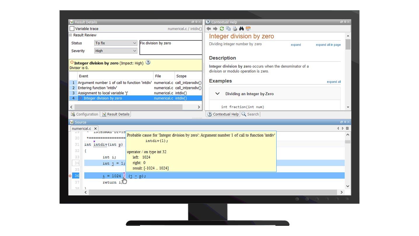 Utilisation de Polyspace Bug Finder sur un PC.