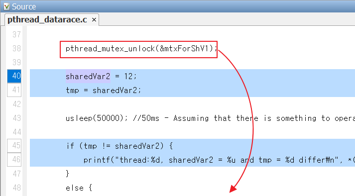 Figure 5. Resolving the issue by changing the timing of unlocking mutex