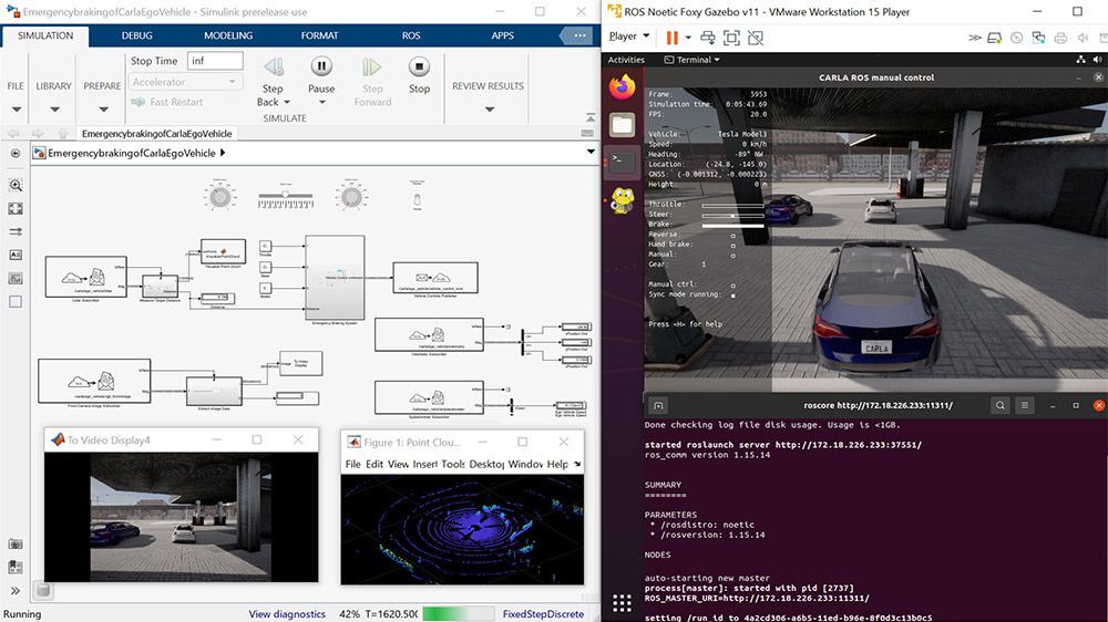 Contrôler un ego-véhicule dans le simulateur CARLA avec Simulink et la passerelle ROS CARLA