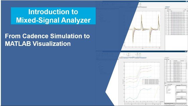 Import Cadence Virtuoso simulation results into MATLAB: apply analysis functions, identify trends, visualize metrics and waveforms, generate a report.